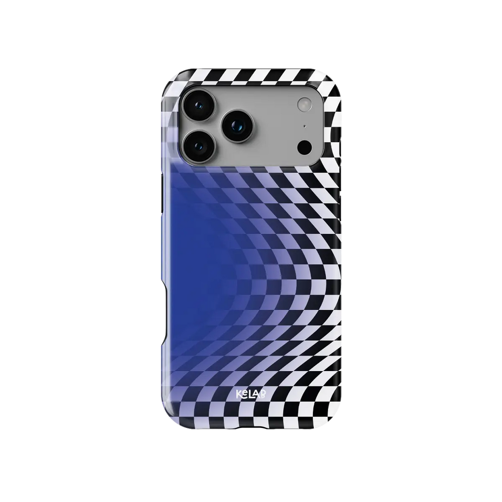 Blue Illusion | Blue Checkered Optical Illusion iPhone Case