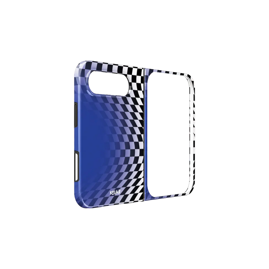 Blue Illusion | Blue Checkered Optical Illusion iPhone Case