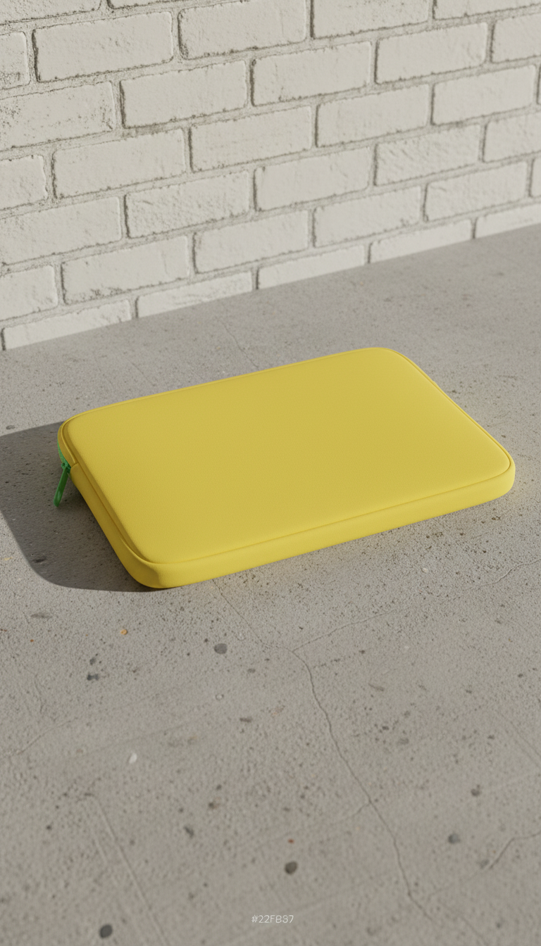 Lemon Zest laptop sleeve with Padded Vinyl Shell in a new setting