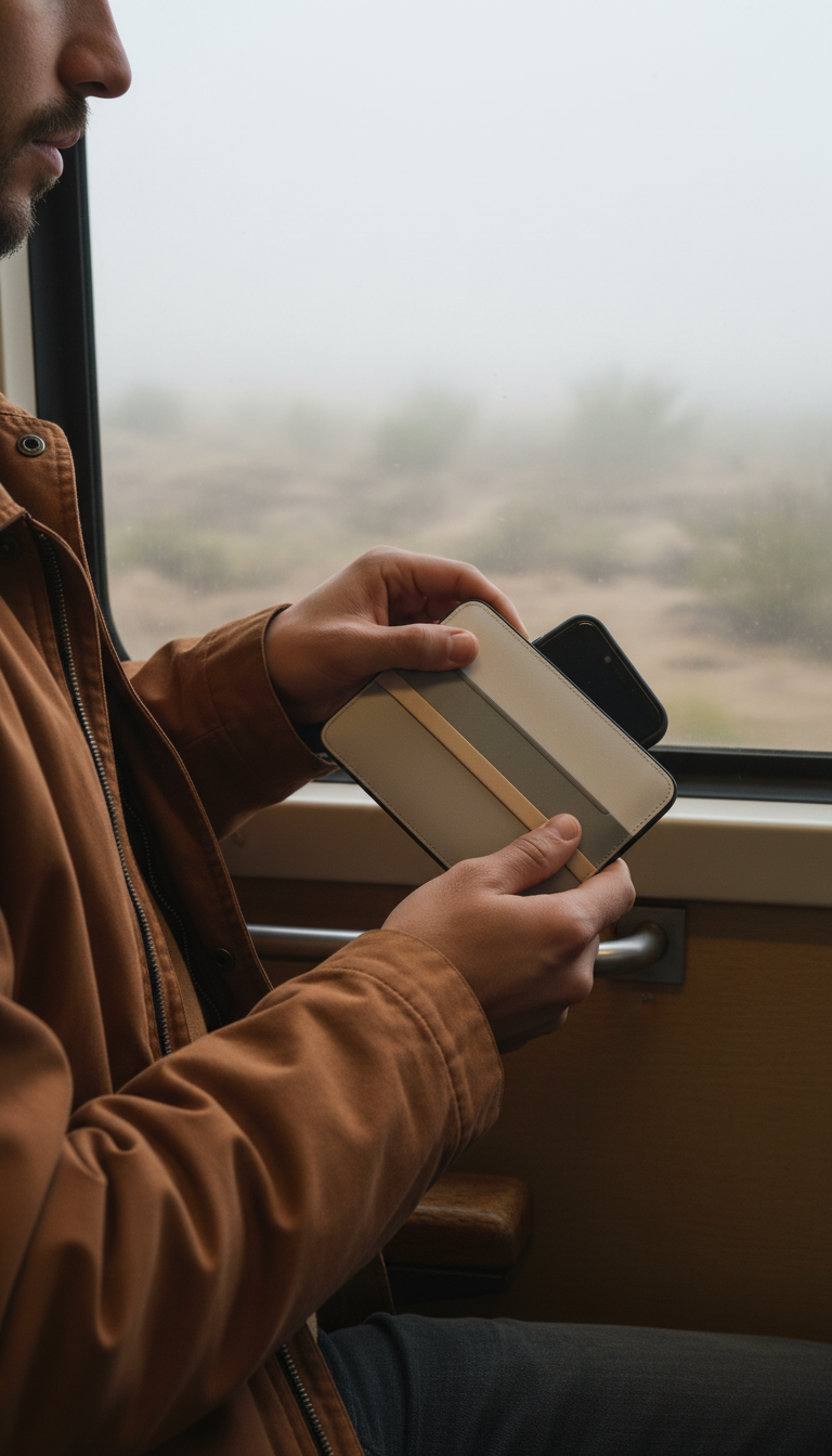 slim card holder with RFID protection in use