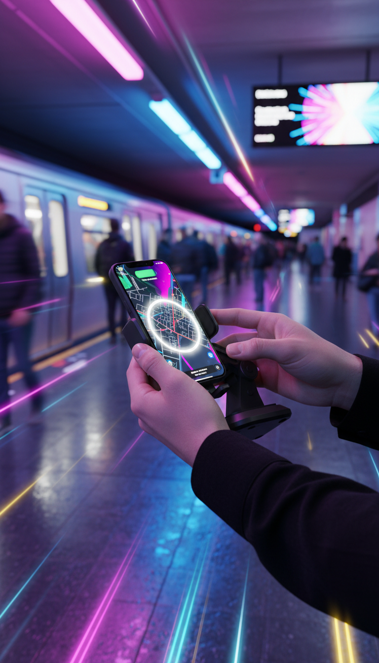 Wireless Charging Car Mount in use