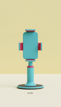 Hype Aqua adjustable phone mount, showing front and side details on crisp white or solid palette-color backgrounds...