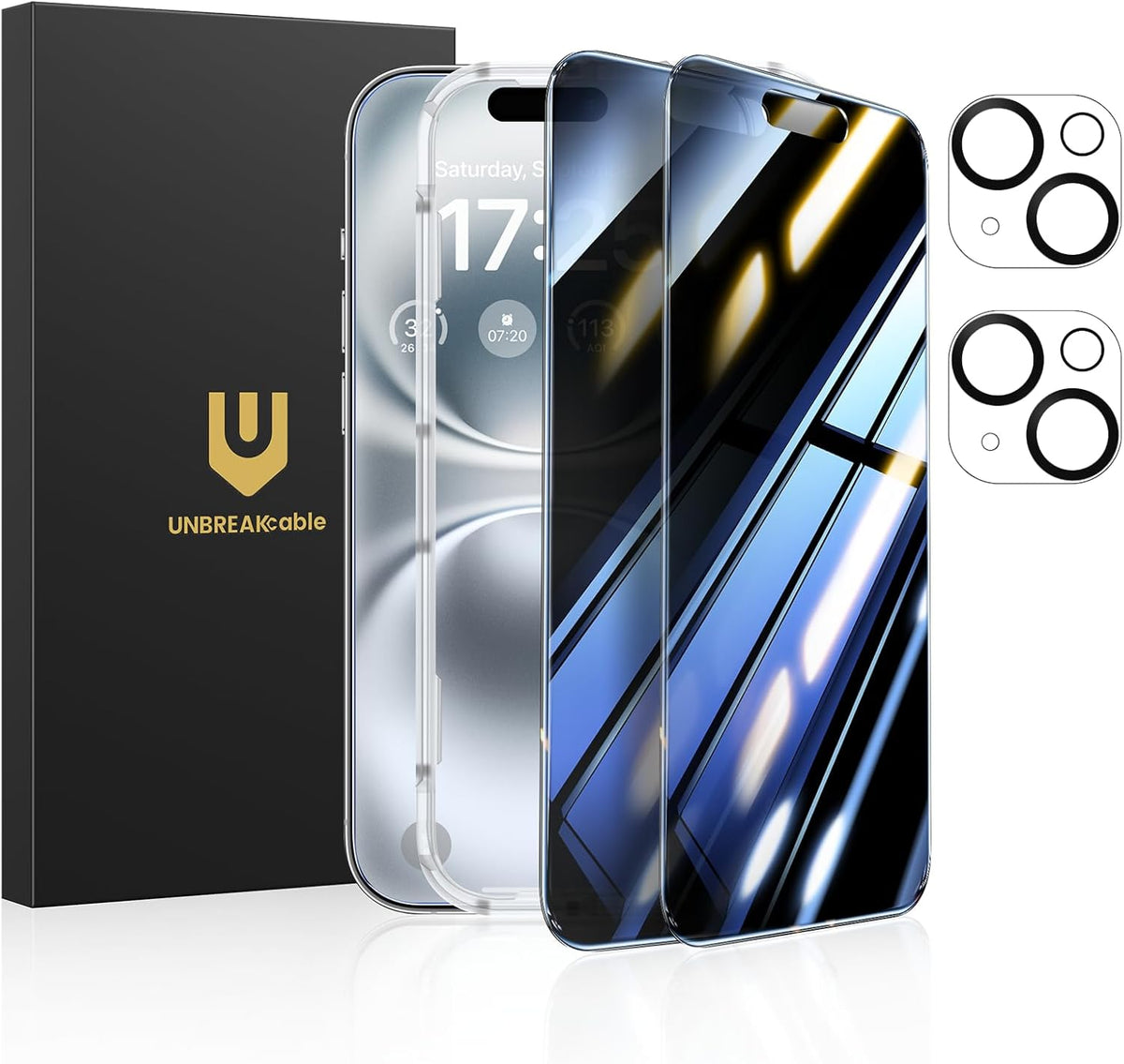 Privacy Screen Protector 2-Pack + Lens Protectors – Anti-Spy Tempered Glass | iPhone 15 & 16
