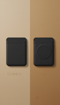 Charcoal Ink silicone card wallet accessory, Default is 3/4 angle hero shot at eye-level or slightly above, emphasizing...
