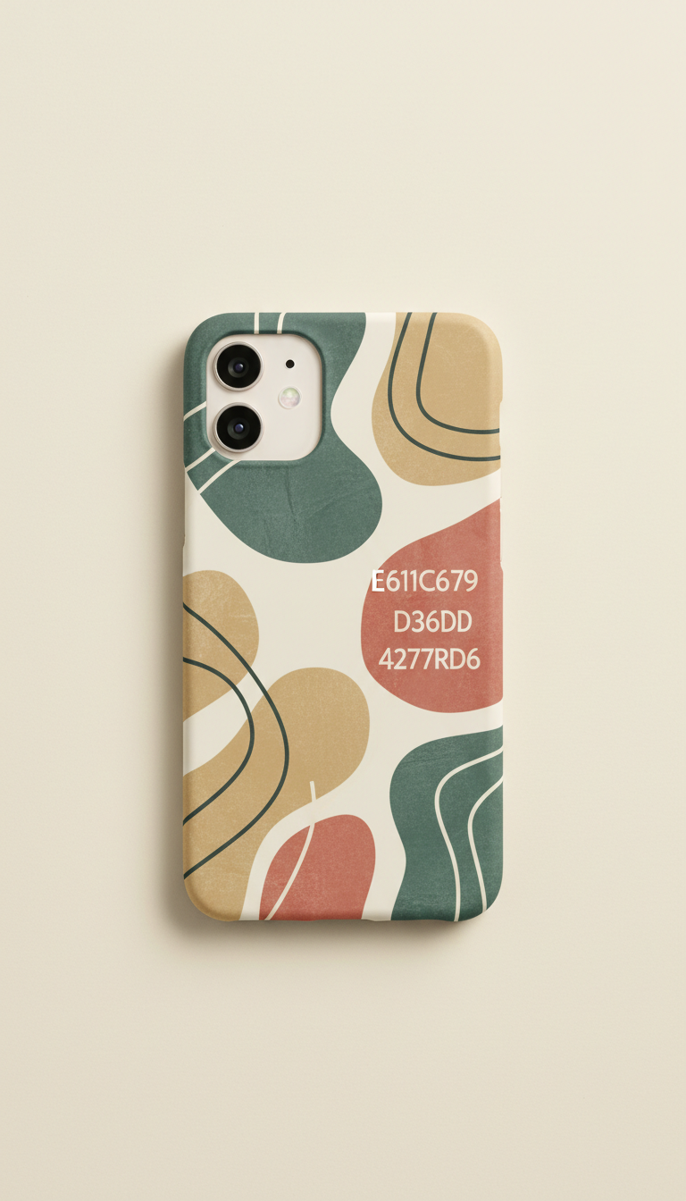 Custom printed phone case, Default to straight-on or slight 3/4 angle for prints and apparel laid flat against 'Soft...