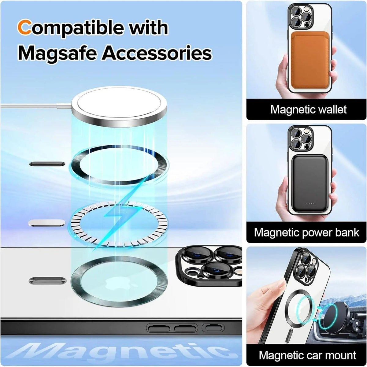 Entronix [Magnetic] Case Compatible with iPhone 13 Pro Max - [Clear Back] Luxury Glossy Cover