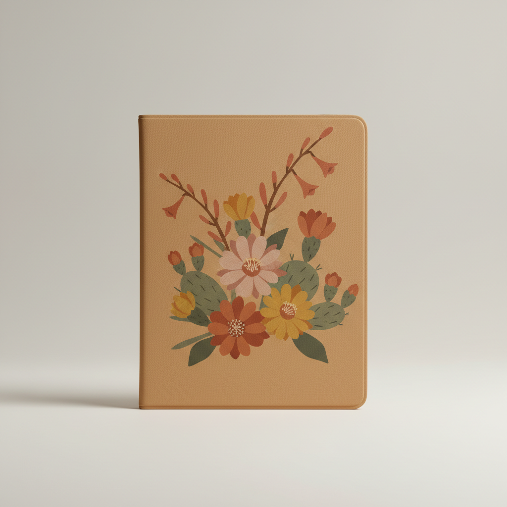 Desert bloom print in muted ochre from the "Botanical Flora Series" collection: Earth desert palette botanical prints on...